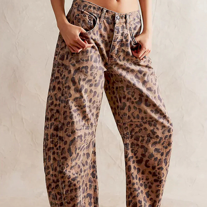 TAVIRA™ LEOPARD BARREL JEANS