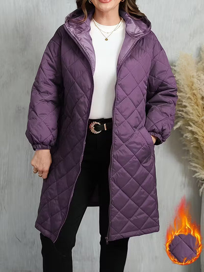 CAMILA™ WOMEN'S ELEGANT PURPLE QUILTED HOODED JACKET