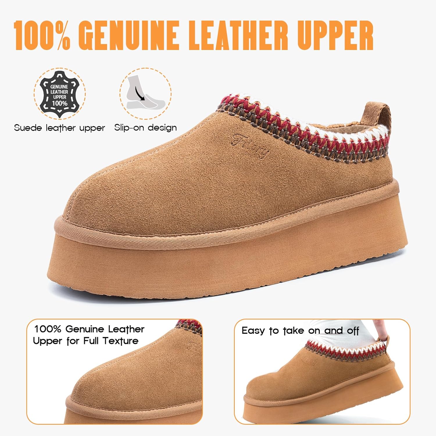 WOMEN'S PLATFORM SLIPPERS – COZY SUEDE ANKLE BOOTS WITH FLEECE LINING