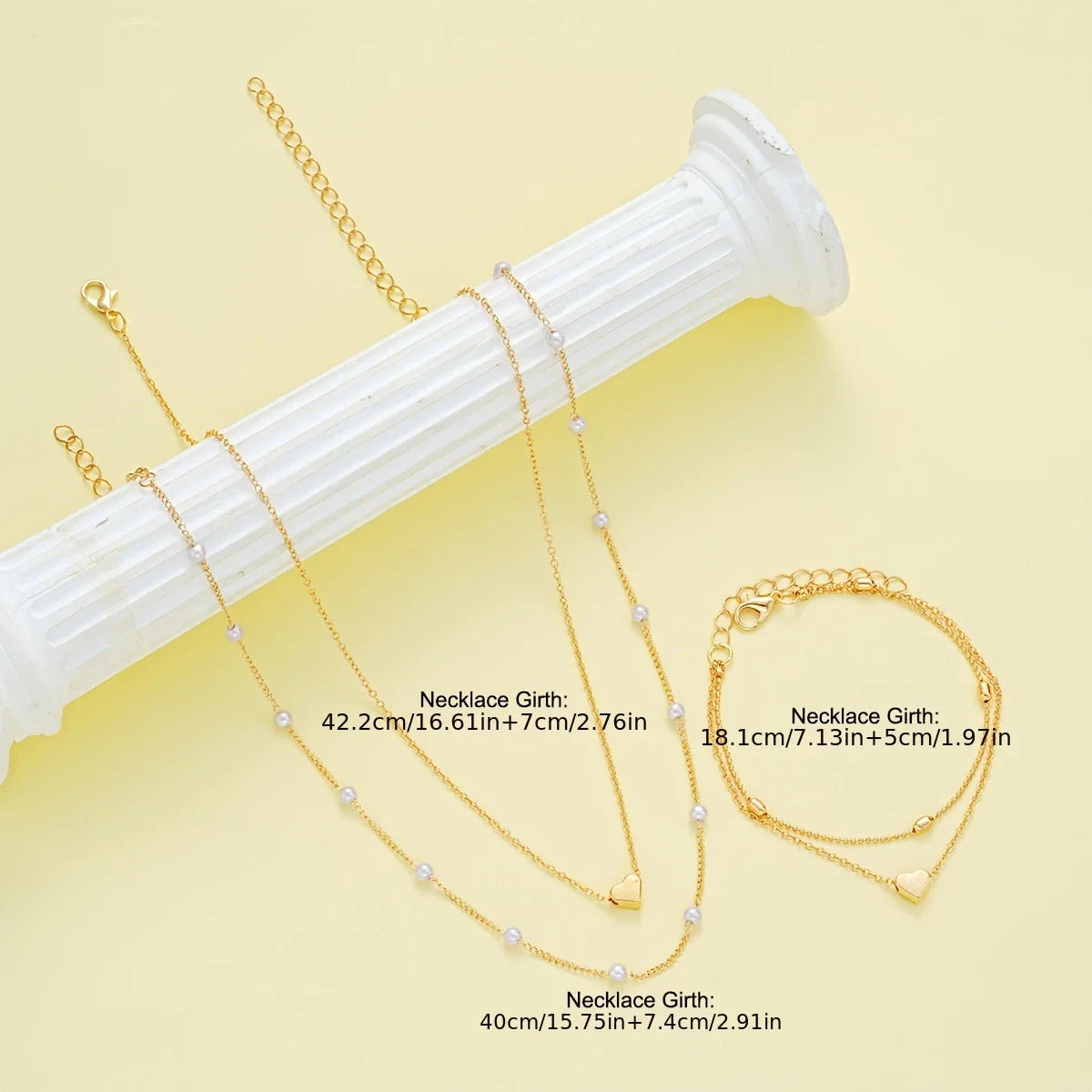 AMORA GLINT™ — 3PCS SIMPLE HEART-SHAPED NECKLACE & BRACELET SET