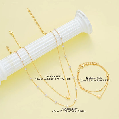 AMORA GLINT™ — 3PCS SIMPLE HEART-SHAPED NECKLACE & BRACELET SET