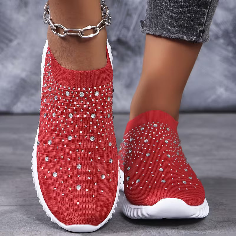 GLITZ | CHUNKY-SOLE RHINESTONE SLIP-ON SNEAKERS