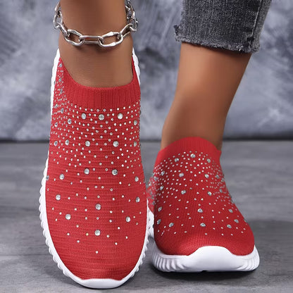 GLITZ | CHUNKY-SOLE RHINESTONE SLIP-ON SNEAKERS