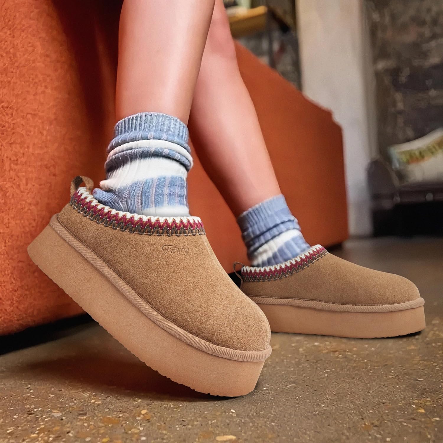WOMEN'S PLATFORM SLIPPERS – COZY SUEDE ANKLE BOOTS WITH FLEECE LINING