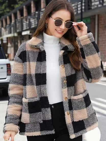 DAPHNE™ PLAID PATCH TEDDY COAT