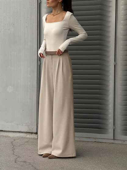 Women’s Wide Leg Suit Trousers High Waisted Casual Pants
