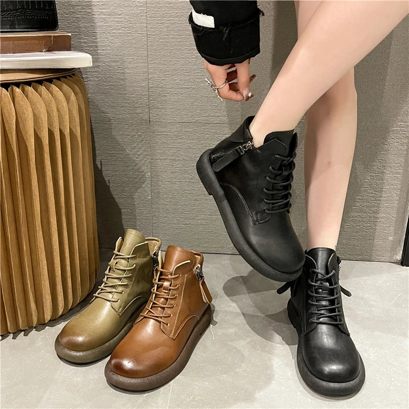 KINSLEY™ WATERPROOF VINTAGE LEATHER ZIPPER BOOTS