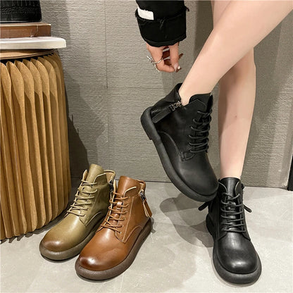 KINSLEY™ WATERPROOF VINTAGE LEATHER ZIPPER BOOTS
