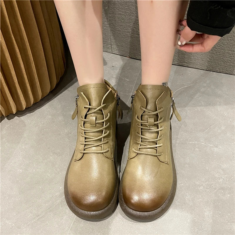 KINSLEY™ WATERPROOF VINTAGE LEATHER ZIPPER BOOTS