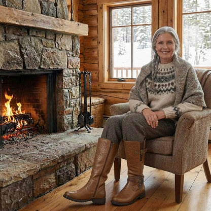 NORA™ VINTAGE LEATHER ZIPPER HIGH WINTER BOOTS