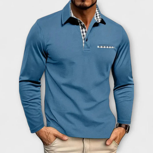 ROWAN™ LONG-SLEEVE COTTON-BLEND POLO JUMPER