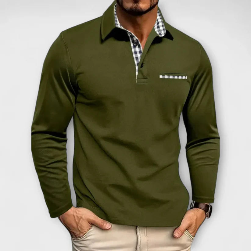 ROWAN™ LONG-SLEEVE COTTON-BLEND POLO JUMPER
