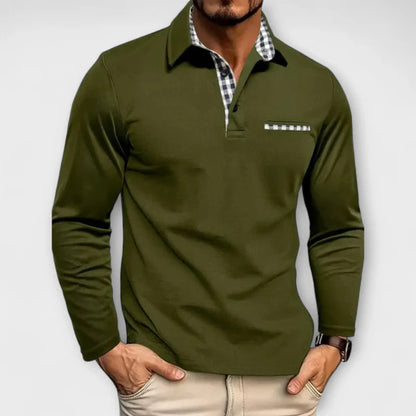 ROWAN™ LONG-SLEEVE COTTON-BLEND POLO JUMPER