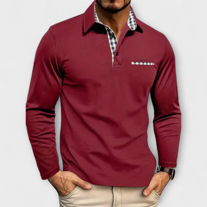 ROWAN™ LONG-SLEEVE COTTON-BLEND POLO JUMPER