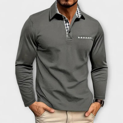 ROWAN™ LONG-SLEEVE COTTON-BLEND POLO JUMPER