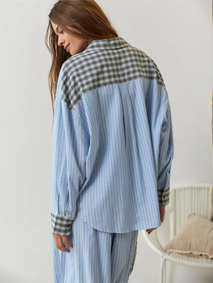 CARTER™ WOMEN'S 2-PIECE PYJAMA SET: LONG SLEEVE BUTTON SHIRT AND TROUSERS