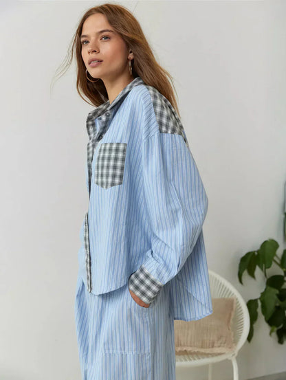 CARTER™ WOMEN'S 2-PIECE PYJAMA SET: LONG SLEEVE BUTTON SHIRT AND TROUSERS