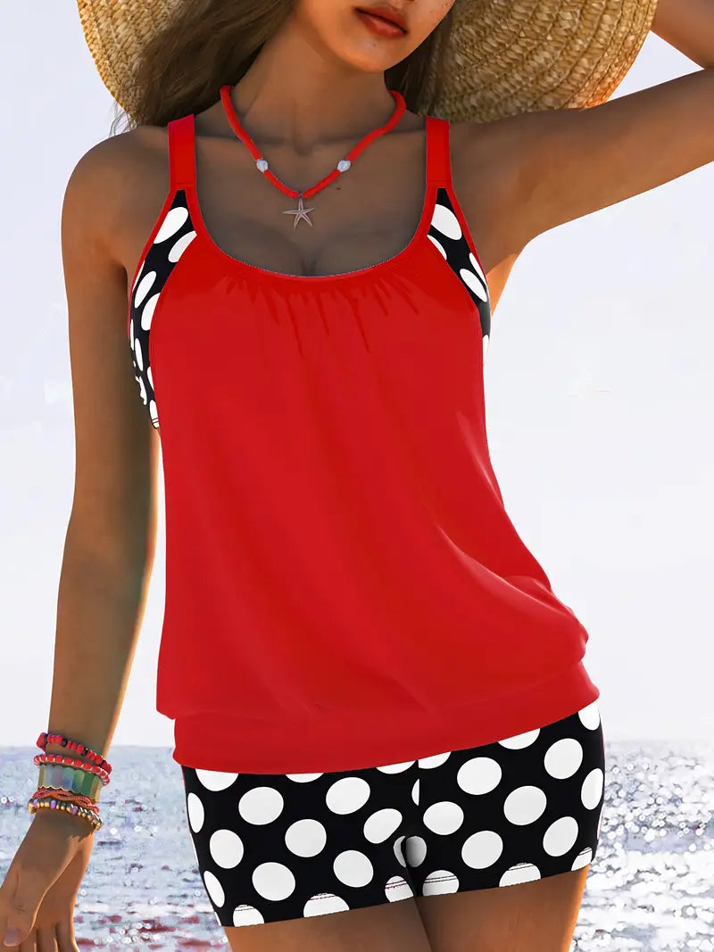WOMEN'S POLKA DOT TANKINI SWIMWEAR SET