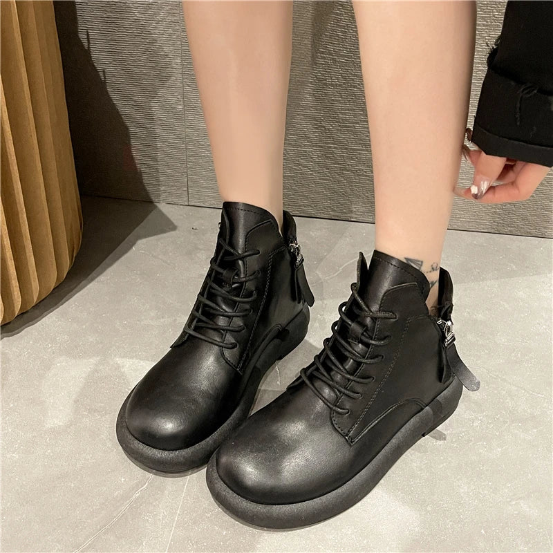 KINSLEY™ WATERPROOF VINTAGE LEATHER ZIPPER BOOTS