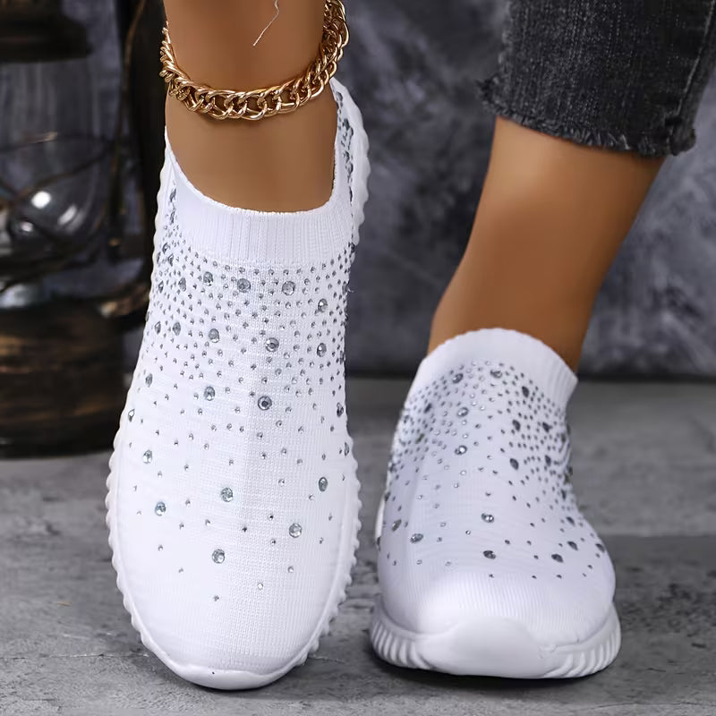 GLITZ | CHUNKY-SOLE RHINESTONE SLIP-ON SNEAKERS