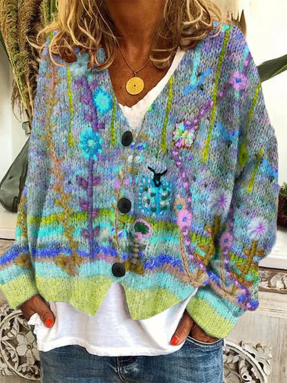 HAILEY™ - RETRO FAUX WOOL CASUAL LOOSE-FIT BUTTON CARDIGAN