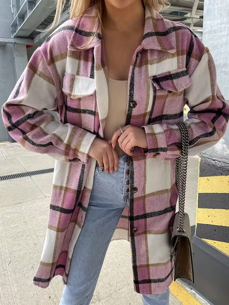 ELARA™ LONG PLAID JACKET