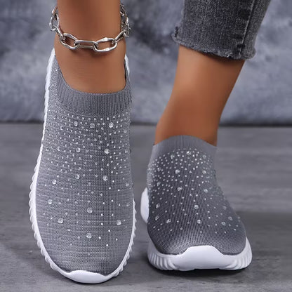 GLITZ | CHUNKY-SOLE RHINESTONE SLIP-ON SNEAKERS