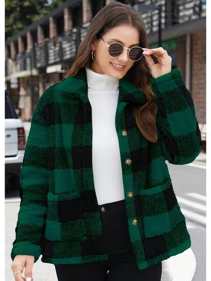 DAPHNE™ PLAID PATCH TEDDY COAT