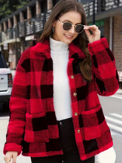 DAPHNE™ PLAID PATCH TEDDY COAT