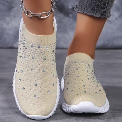 GLITZ | CHUNKY-SOLE RHINESTONE SLIP-ON SNEAKERS