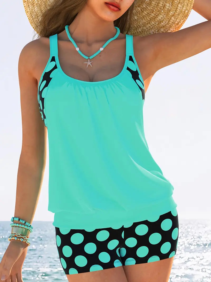 WOMEN'S POLKA DOT TANKINI SWIMWEAR SET
