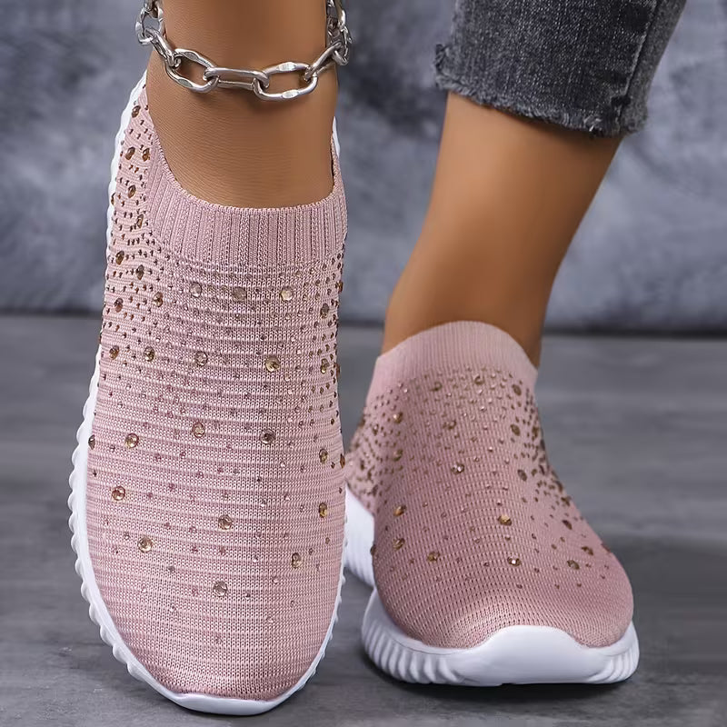 GLITZ | CHUNKY-SOLE RHINESTONE SLIP-ON SNEAKERS