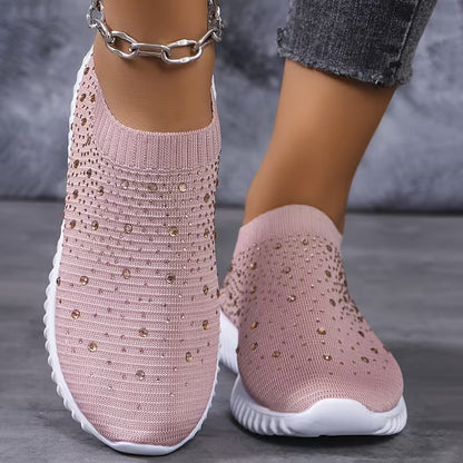 GLITZ | CHUNKY-SOLE RHINESTONE SLIP-ON SNEAKERS