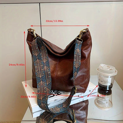 LOVELY LUXE™ — WIDE GEOMETRIC STRAP LARGE CAPACITY CROSSBODY BAG