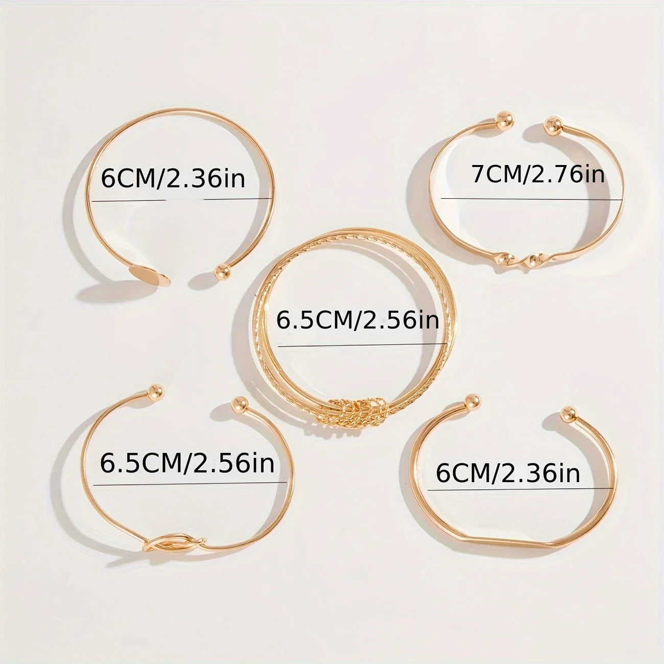 ARCÉTTA FORM™ — 5PCS GEOMETRIC GLOSSY BANGLE & CUFF BRACELET SET