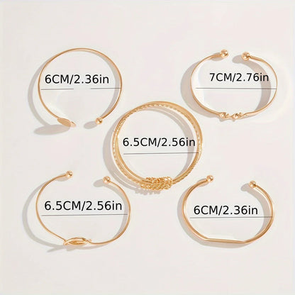 ARCÉTTA FORM™ — 5PCS GEOMETRIC GLOSSY BANGLE & CUFF BRACELET SET