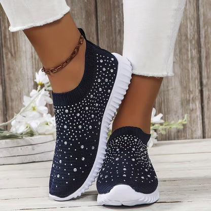 GLITZ | CHUNKY-SOLE RHINESTONE SLIP-ON SNEAKERS