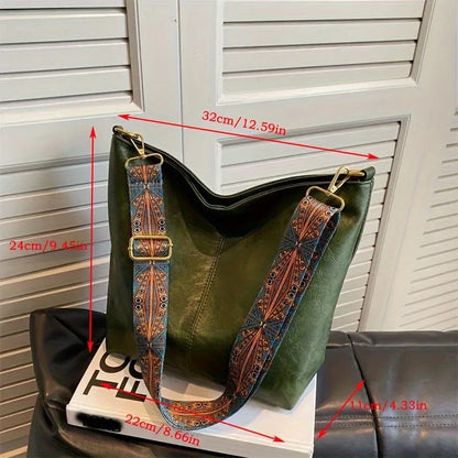 LOVELY LUXE™ — WIDE GEOMETRIC STRAP LARGE CAPACITY CROSSBODY BAG