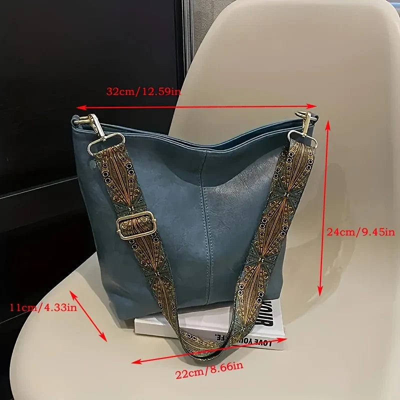 LOVELY LUXE™ — WIDE GEOMETRIC STRAP LARGE CAPACITY CROSSBODY BAG