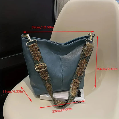 LOVELY LUXE™ — WIDE GEOMETRIC STRAP LARGE CAPACITY CROSSBODY BAG