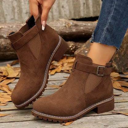 ENDERBY™ WOMEN'S RETRO FLAT BUCKLE ANKLE BOOTS