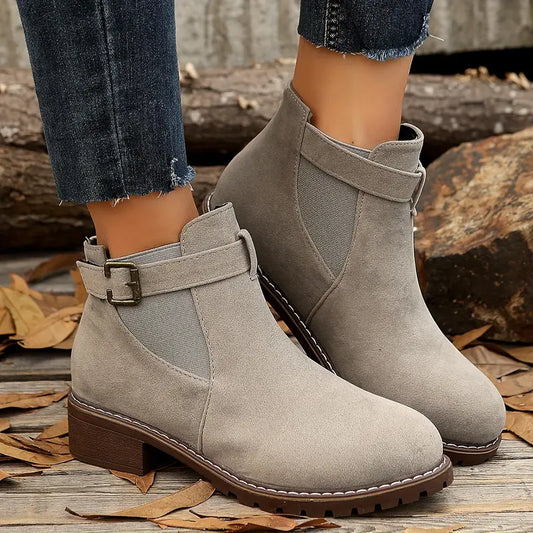 ENDERBY™ WOMEN'S RETRO FLAT BUCKLE ANKLE BOOTS