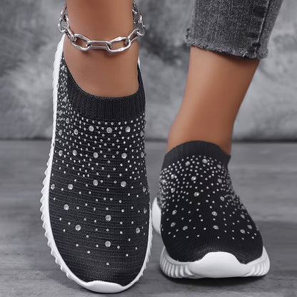 GLITZ | CHUNKY-SOLE RHINESTONE SLIP-ON SNEAKERS