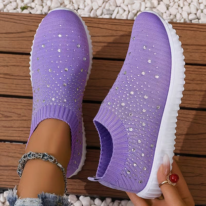 GLITZ | CHUNKY-SOLE RHINESTONE SLIP-ON SNEAKERS