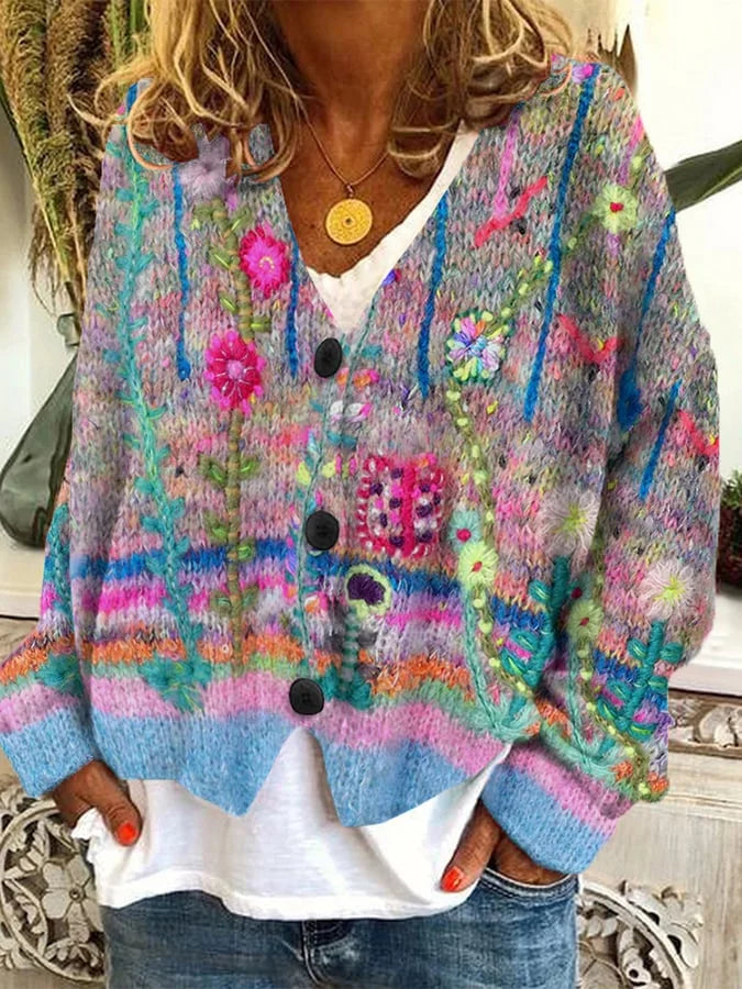 HAILEY™ - RETRO FAUX WOOL CASUAL LOOSE-FIT BUTTON CARDIGAN