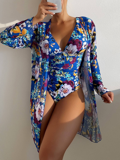 JINA™ ELEGANT 3-PIECE BLUE SUMMER SWIMSUIT