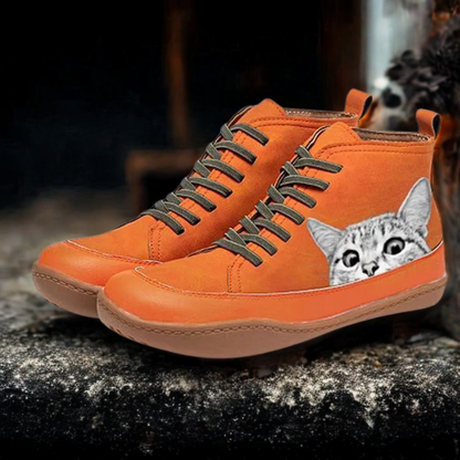 LARA™ WOMEN'S CAT PRINTED ANKLE BOOTS
