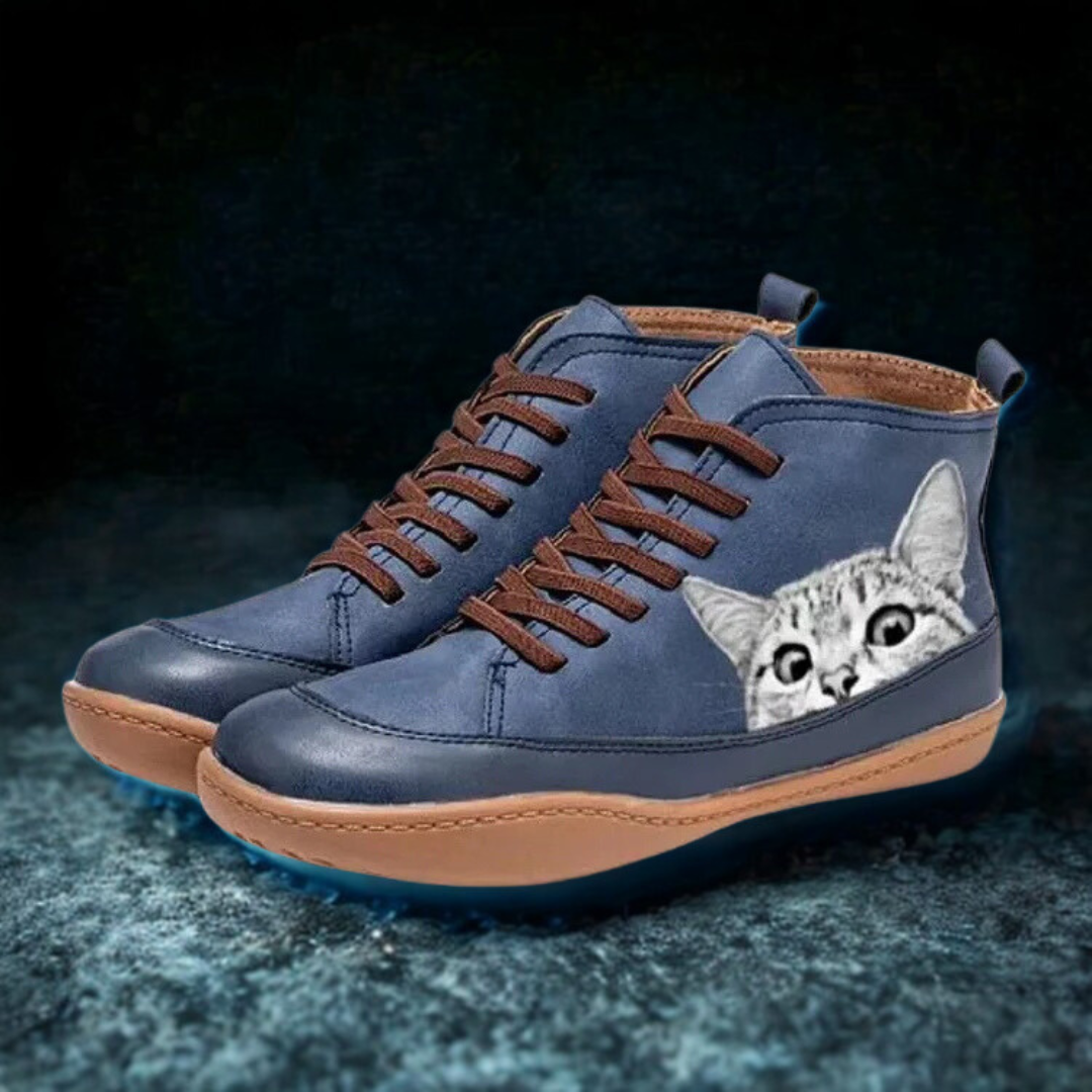 LARA™ WOMEN'S CAT PRINTED ANKLE BOOTS