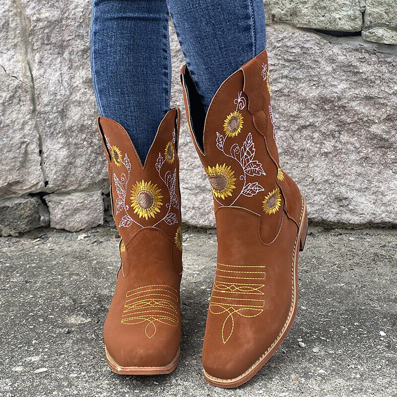 FREYA™ EMBROIDERED STYLE WEDGE HEEL CASUAL ANKLE BOOTS