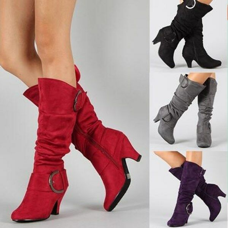 BLOCK ZIPPER HEEL BOOTS